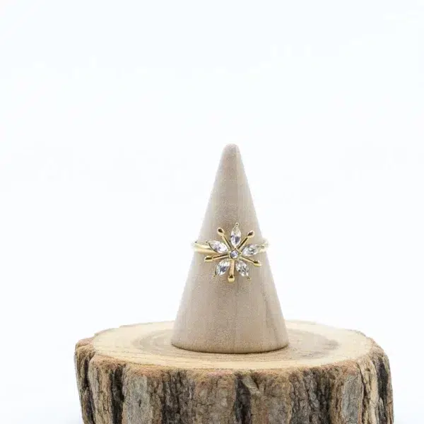 cette photo représente la bague flocon strass doré