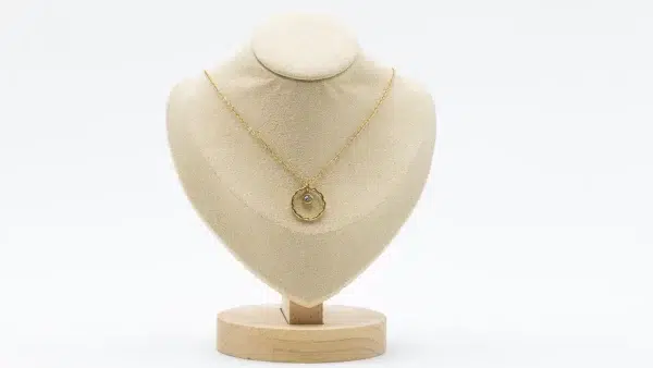 cette photo représente le collier cercle et strass doré