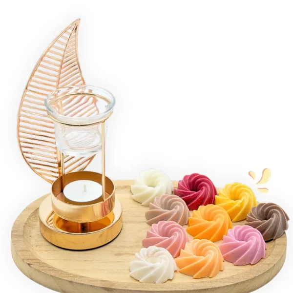 cette photo représente le coffret de 10 fondants spirale avec un brûle parfum