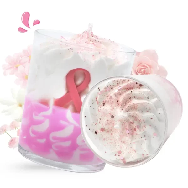 cette photo représente la bougie du mois octobre rose