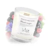 Photo de notre bougie coulée fruits rouges et ses notes olfactives qui composent son parfum