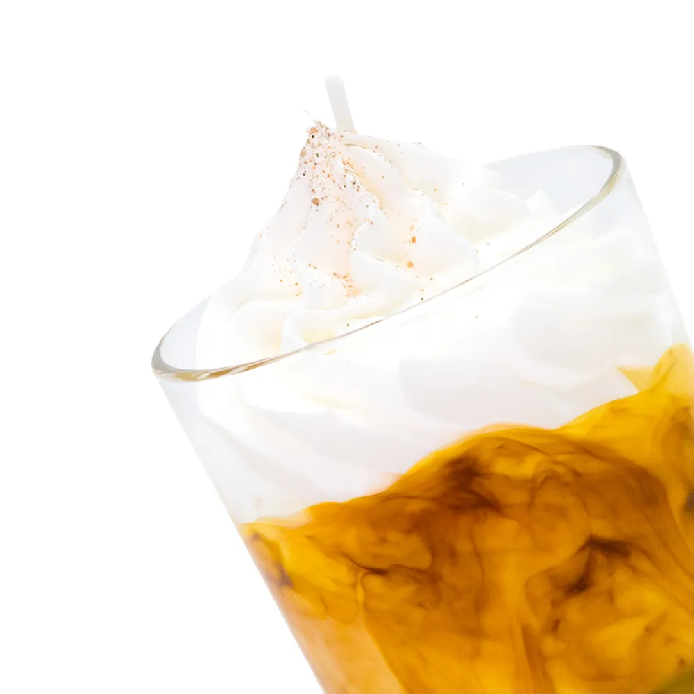 Cette photo est un zoom sur grande bougie mocaccino sans sa version bougie du mois de février 2026