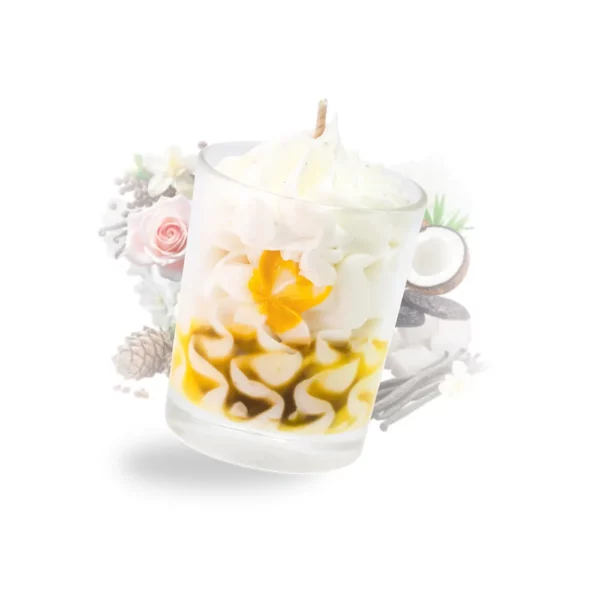 cette photo représente la petite bougie gourmande délice vanillé